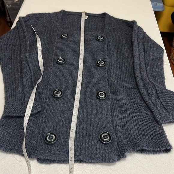 Portolano Wool Alpaca Blend Double Breasted Big Button Blue Cardigan Sz M - Picture 7 of 10